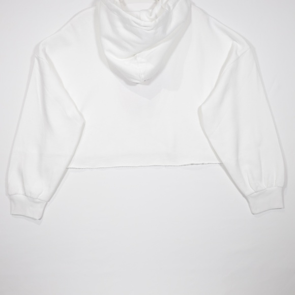 Levi's Women's Raw edge Hem Graphic Cropped Fleece Pullover Hoodie White Size M - Picture 6 of 9